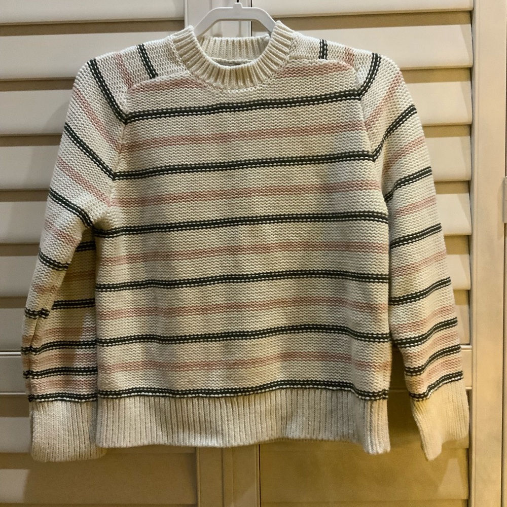 Madewell Striped Crew Neck Sweater - Cream, Pink, Black